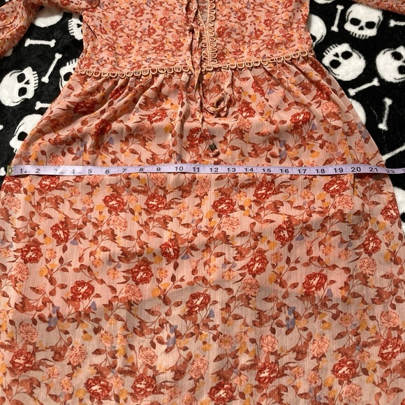 XHILERATION Dusty peach floral maxi dress boho cottagecore sundress ~ XS SMALL - Picture 10 of 15